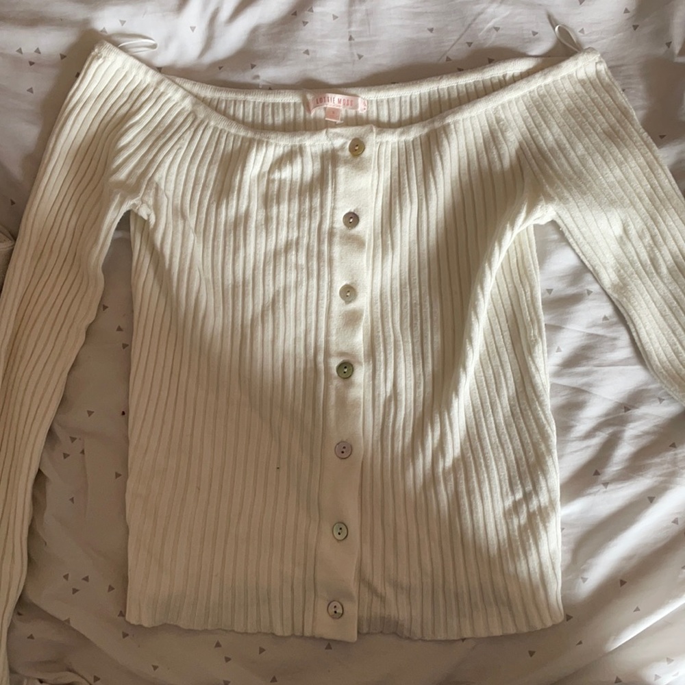 Lottie Moss off the shoulder shirt. Size small in a white/ beige color.